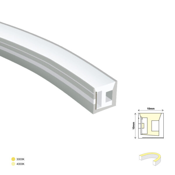 LED NEON SIDE FLAT SHAPE 10X10 11W 24V IP67 m w TD